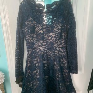 Navy, Mesh Homecoming Dress